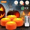 4x Halloween LED Tealights Pumpkin Warm Lights Battery Operate with Remote Timer